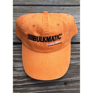 Vtg Bulkmatic Quality Driven Strapback Trucker Cap Hat orange Cotton New